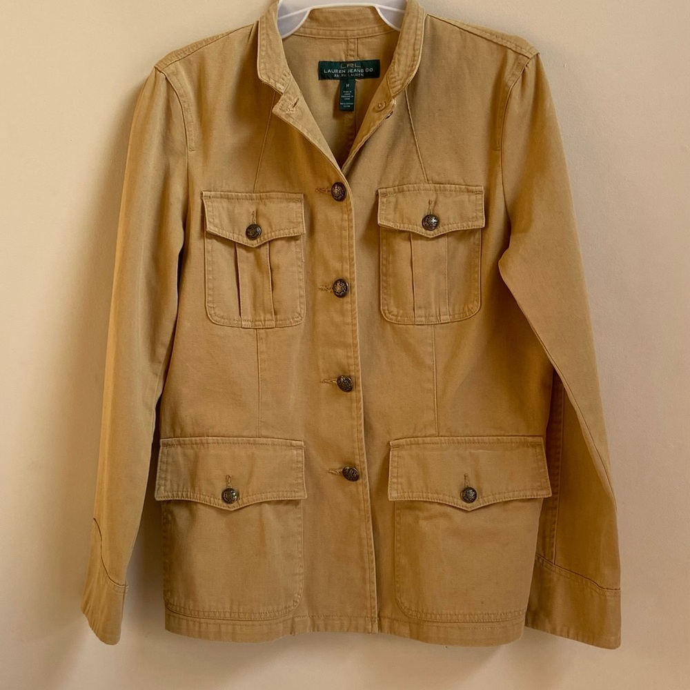 LRL- LAUREN JEANS CO. /RALPH LAUREN COTTON BLAZER/WOMENS/ MEDIUM/KHAKI/RN 41381.